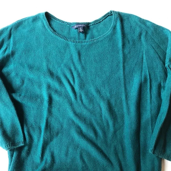 Teal Cotton 3/4 Sleeve  Sweater - Picture 5 of 9